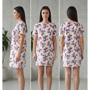 Disney Mickey & Co. T-Shirt Dress Womens XL White Pink Polka Dot Minnie Mouse